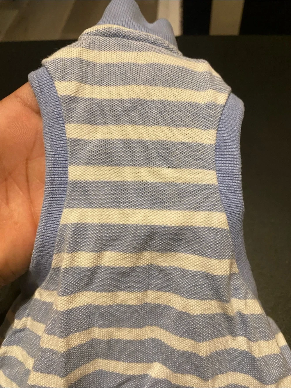 🔴Ralph Lauren Light Blue & White Striped Sleeveless Polo Dress with Lace Trim